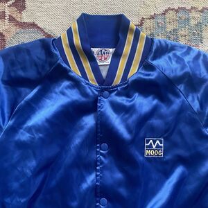 Vintage Moog Racing Jacket 80s XL Satin Blue Yellow